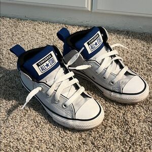 Converse Kids All Star White and Navy Sneakers